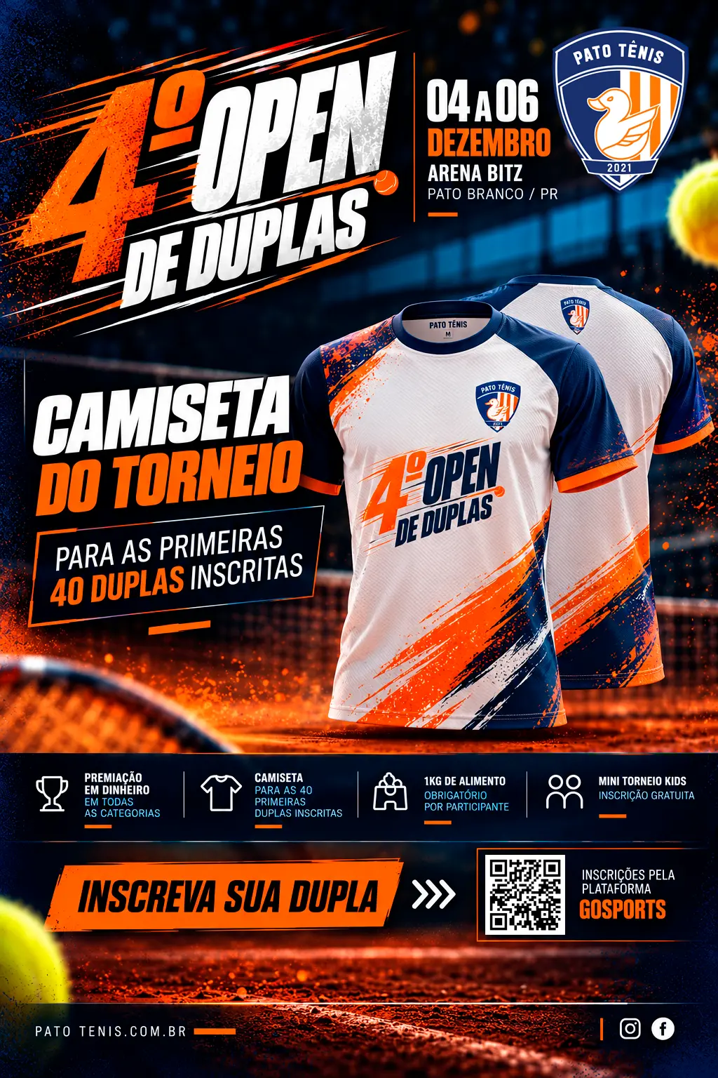 Camiseta para as primeiras 40 duplas inscritas